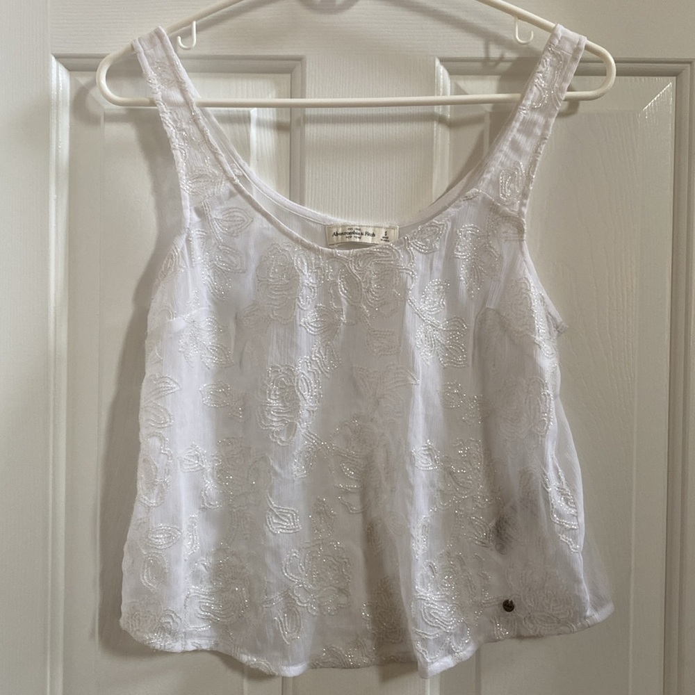 Abercrombie & Fitch Shimmer Beaded Rose Top